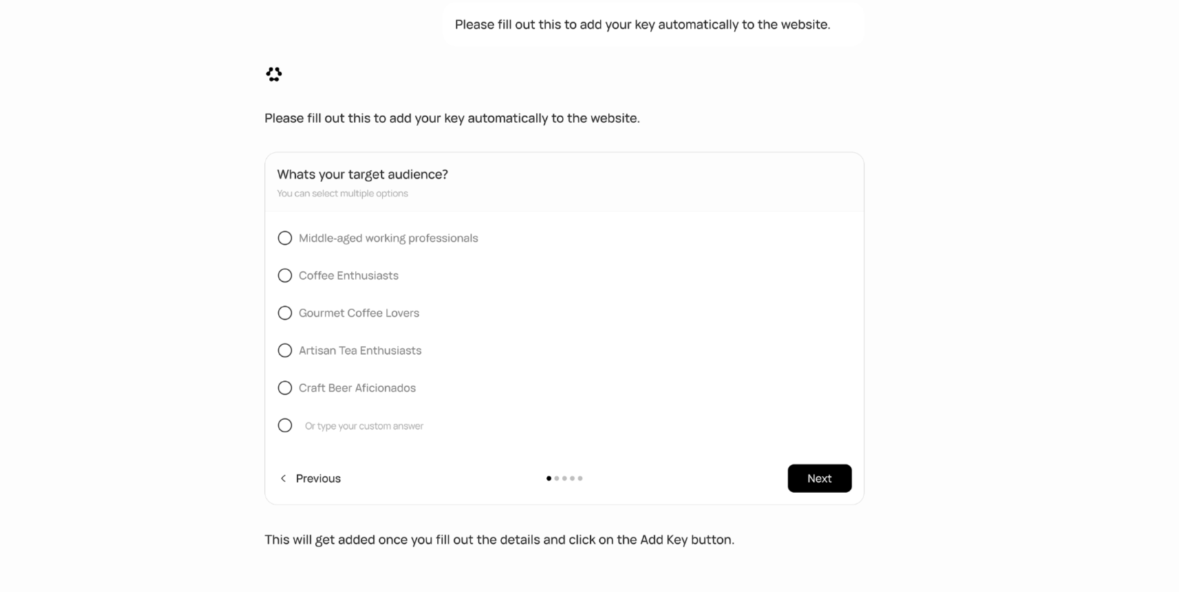 Chat interface showing the agent asking about audience, style preferences, and structure before generating content